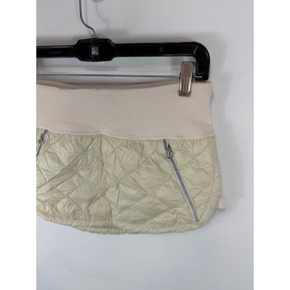 Lululemon Hot Cheeks Puffer Skirt Goose Down Size 6 Quilted Insulated Ivory - Picture 7 of 8
